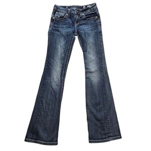 Miss Me Girls Y2K Bootcut Jeans Embellished Cross Medium Wash 12
